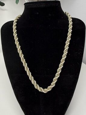 Vintage Gold Tone & Pearl Twisted Necklace